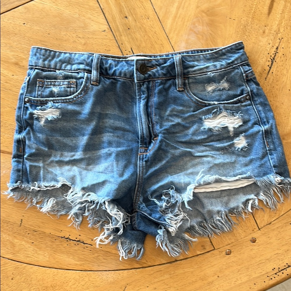 Distressed Blue Denim Shorts